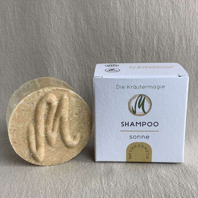 Die Kräutermagie - Festes Shampoo "Sonne" mit Brokkolisamenöl & gelber Tonerde