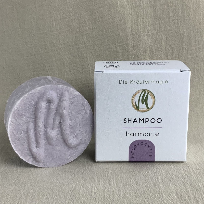 Die Kräutermagie - Festes Shampoo "Harmonie" mit Nachtkerzenöl & violetter Tonerde