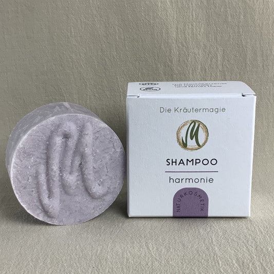 Die Kräutermagie - Festes Shampoo "Harmonie" mit Nachtkerzenöl & violetter Tonerde
