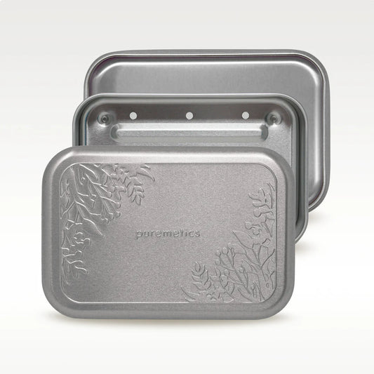 Puremetics Seifenbox mit Abtropfeinsatz "matt-silber"